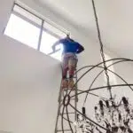 Skilled workers cleaning office windows Miami