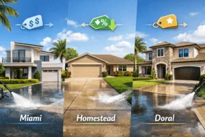 Read more about the article Miami vs. Homestead vs. Doral: Pressure Washing Cost Comparison 2026