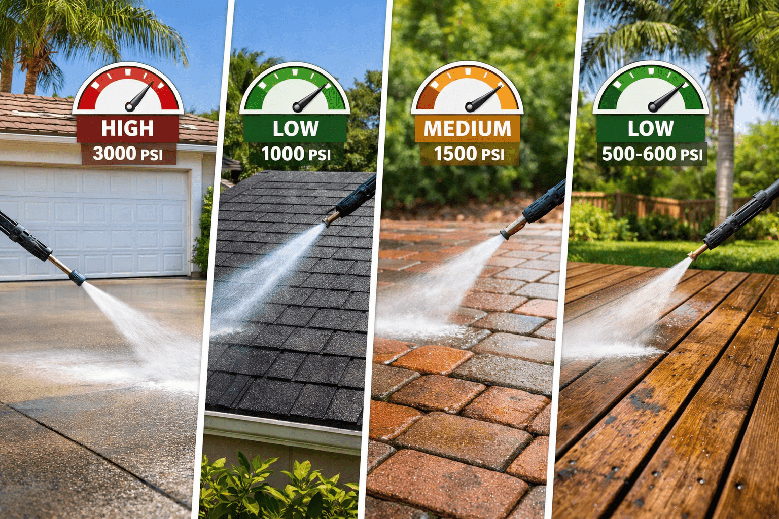 You are currently viewing How Much PSI Is Safe for Each Surface? (Concrete, Roofs, Pavers, Wood)