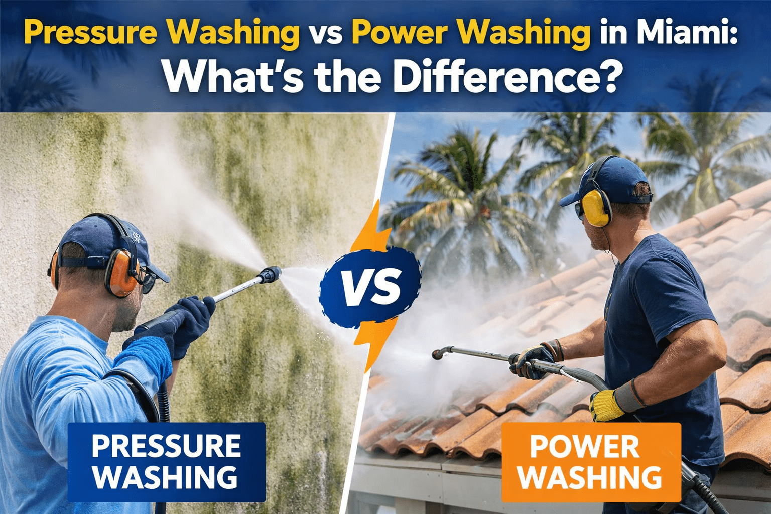 You are currently viewing Pressure Washing vs Power Washing in Miami: What’s the Difference?